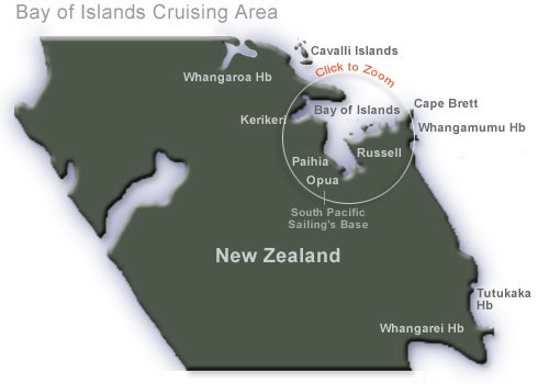 Cruising Areas in the  Bay of Islands, New Zealand