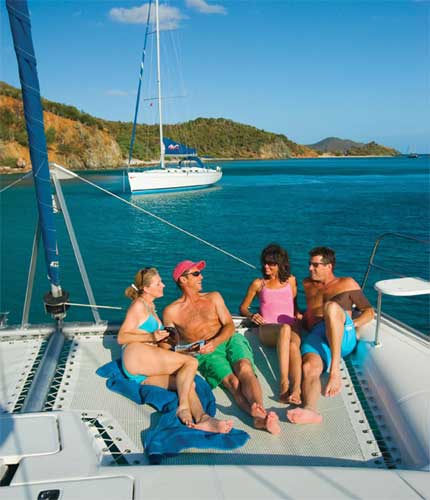 Relaxing on a catamaran